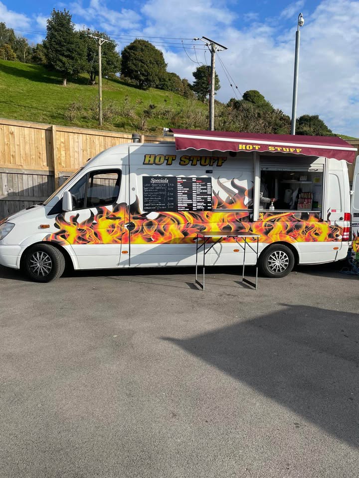 Hot Stuff burger van with flame livery